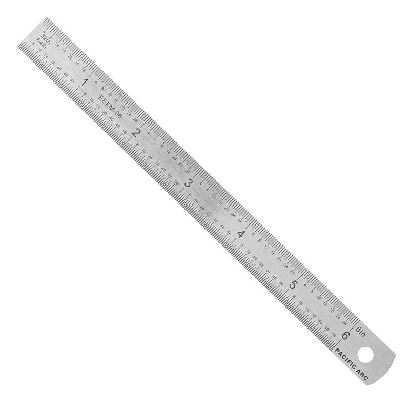 Pacific Arc Stainless Steel Ruler Inch and Metric, with 32nd and 64th Graduations, 6 Inches - Image 1